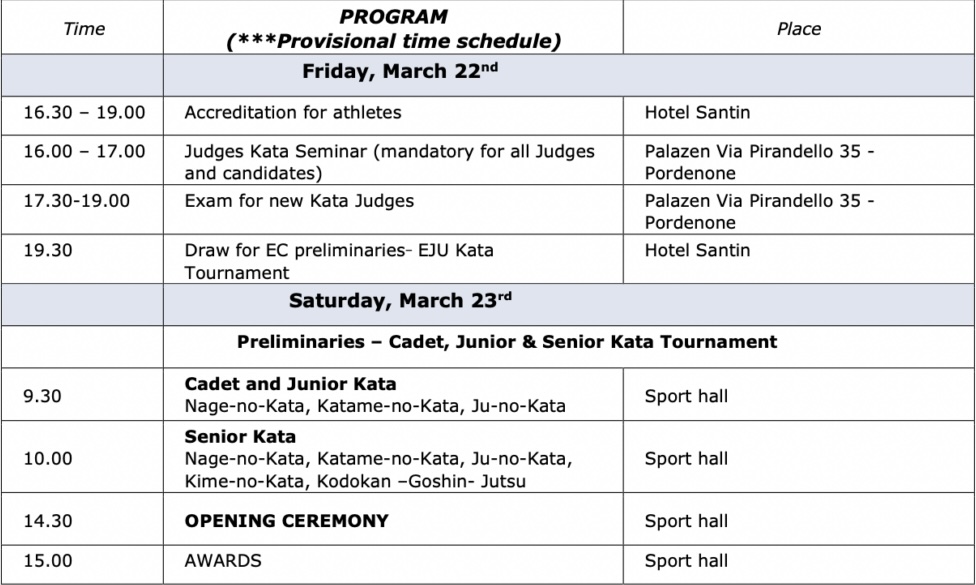 EJU Kata Tournament Program