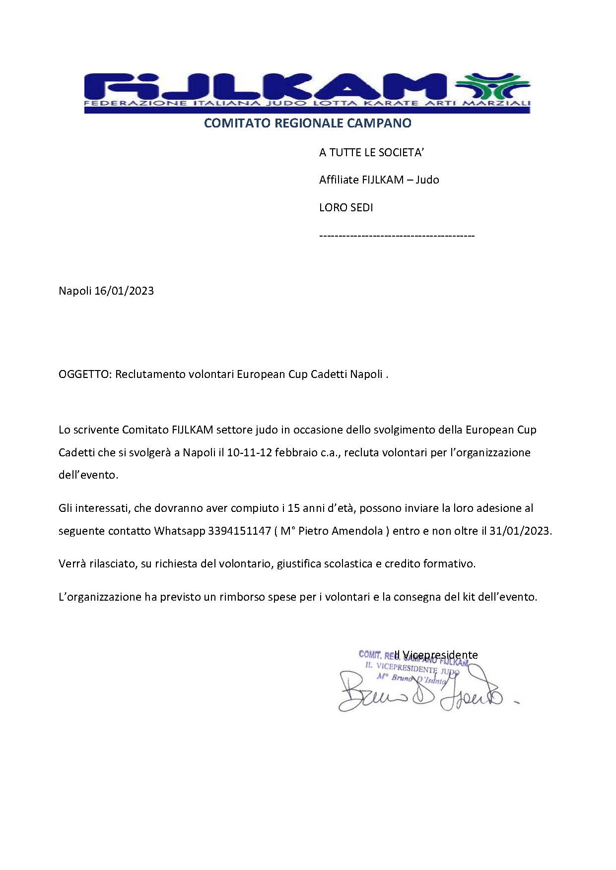 reclutamento volontari european cup napoli Pagina 1