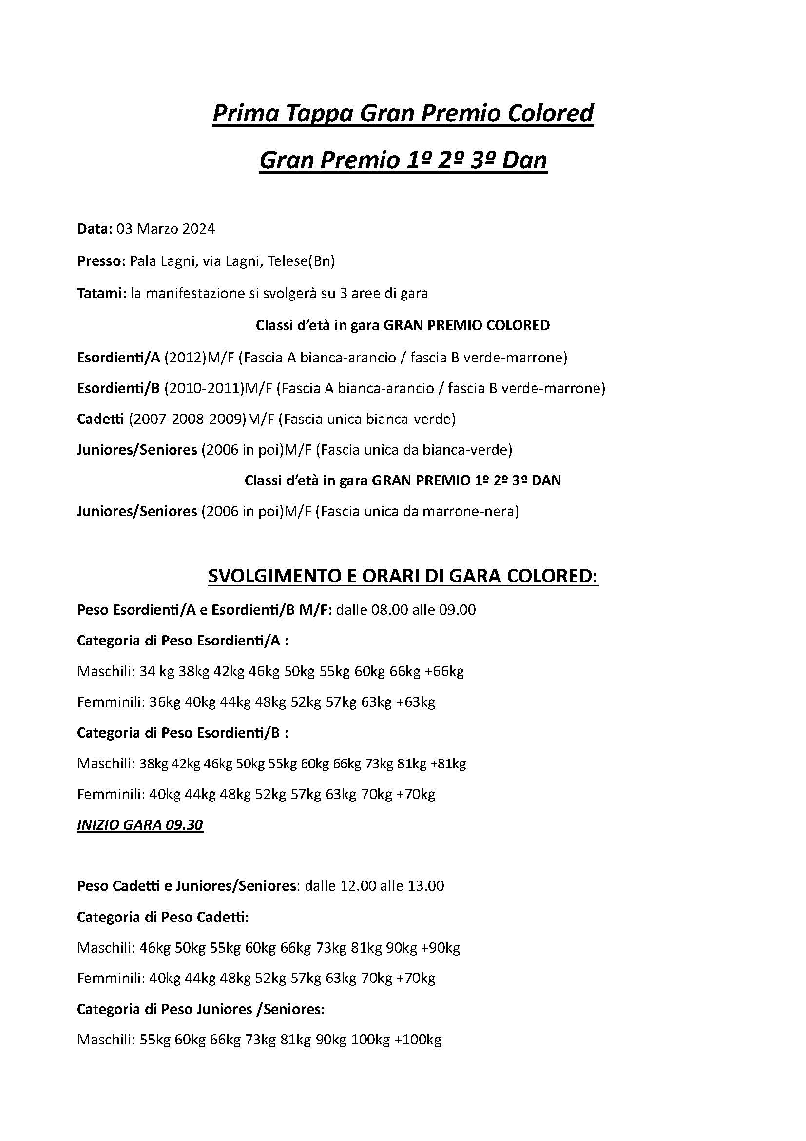 Informativa 1ª tappa Colored Pagina 1