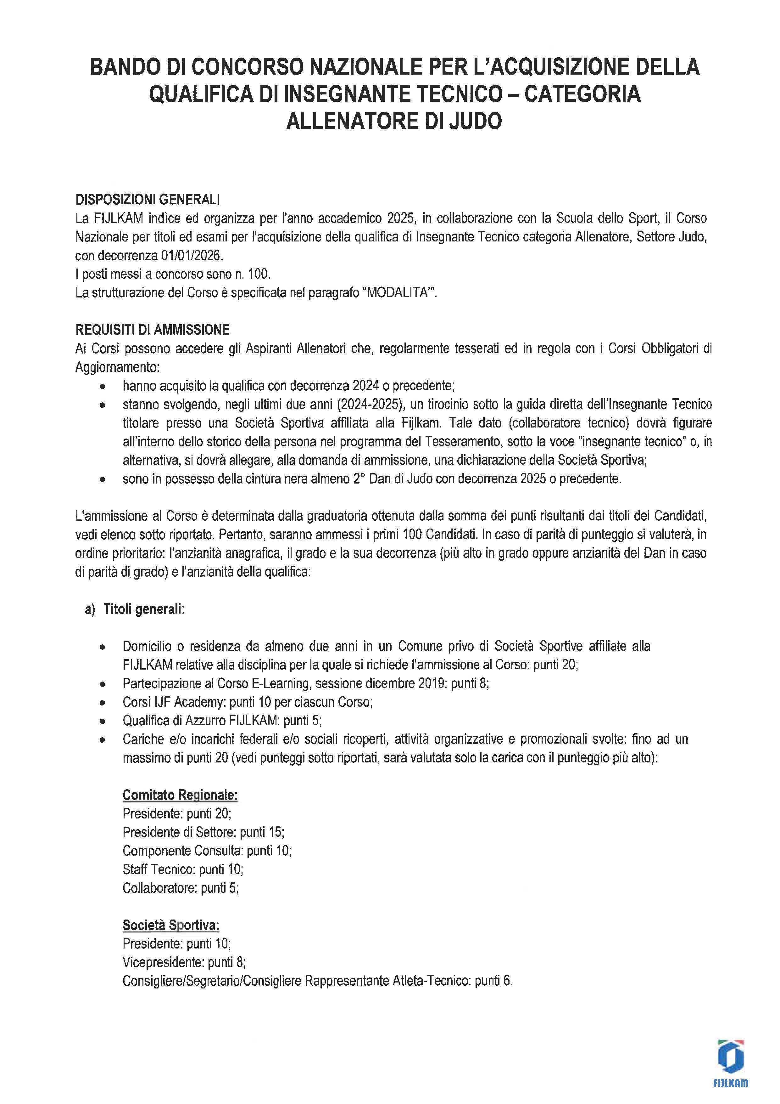 bando allenatore judo 2025 Pagina 1