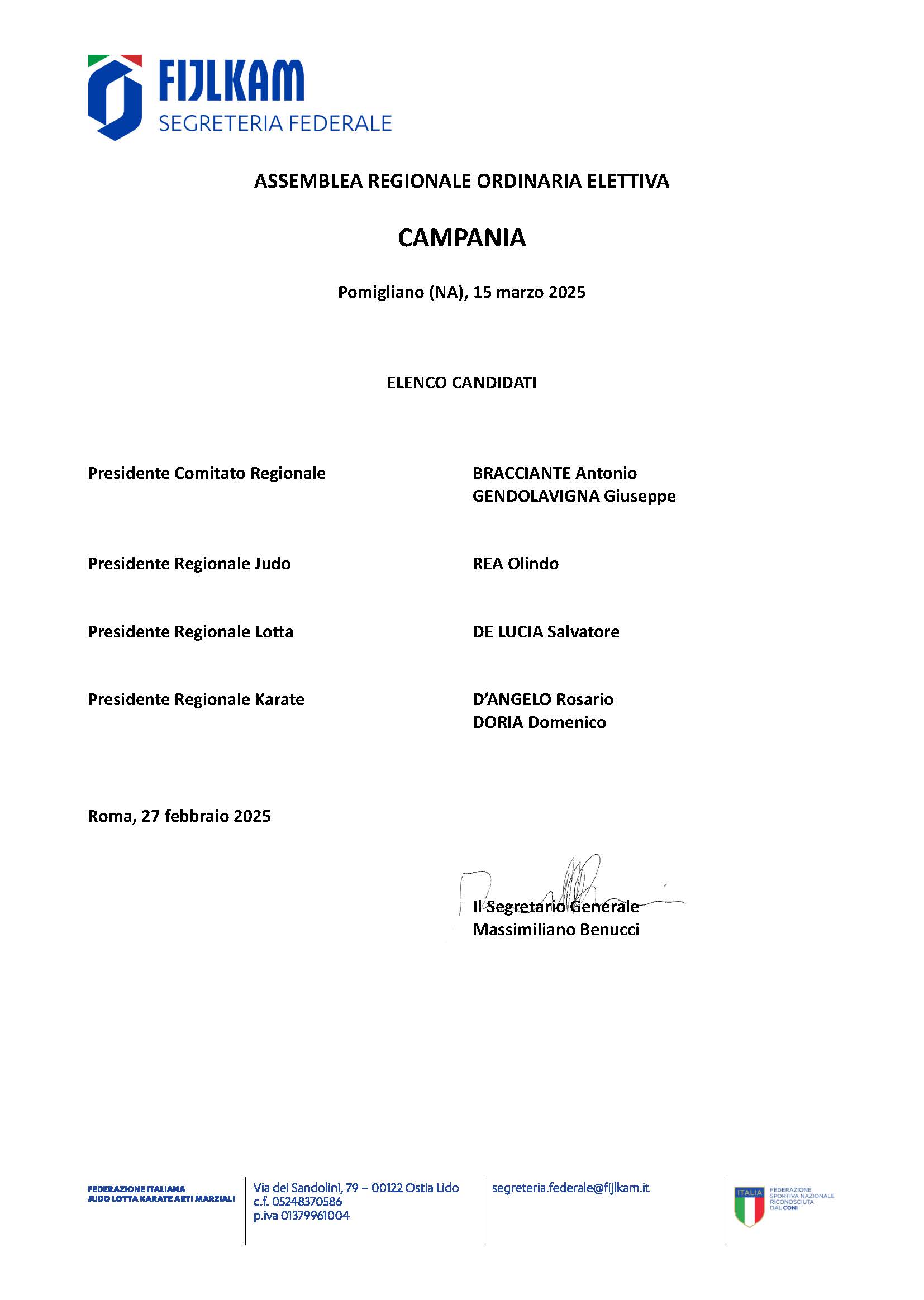 Elenco Candidati Campania 25 28