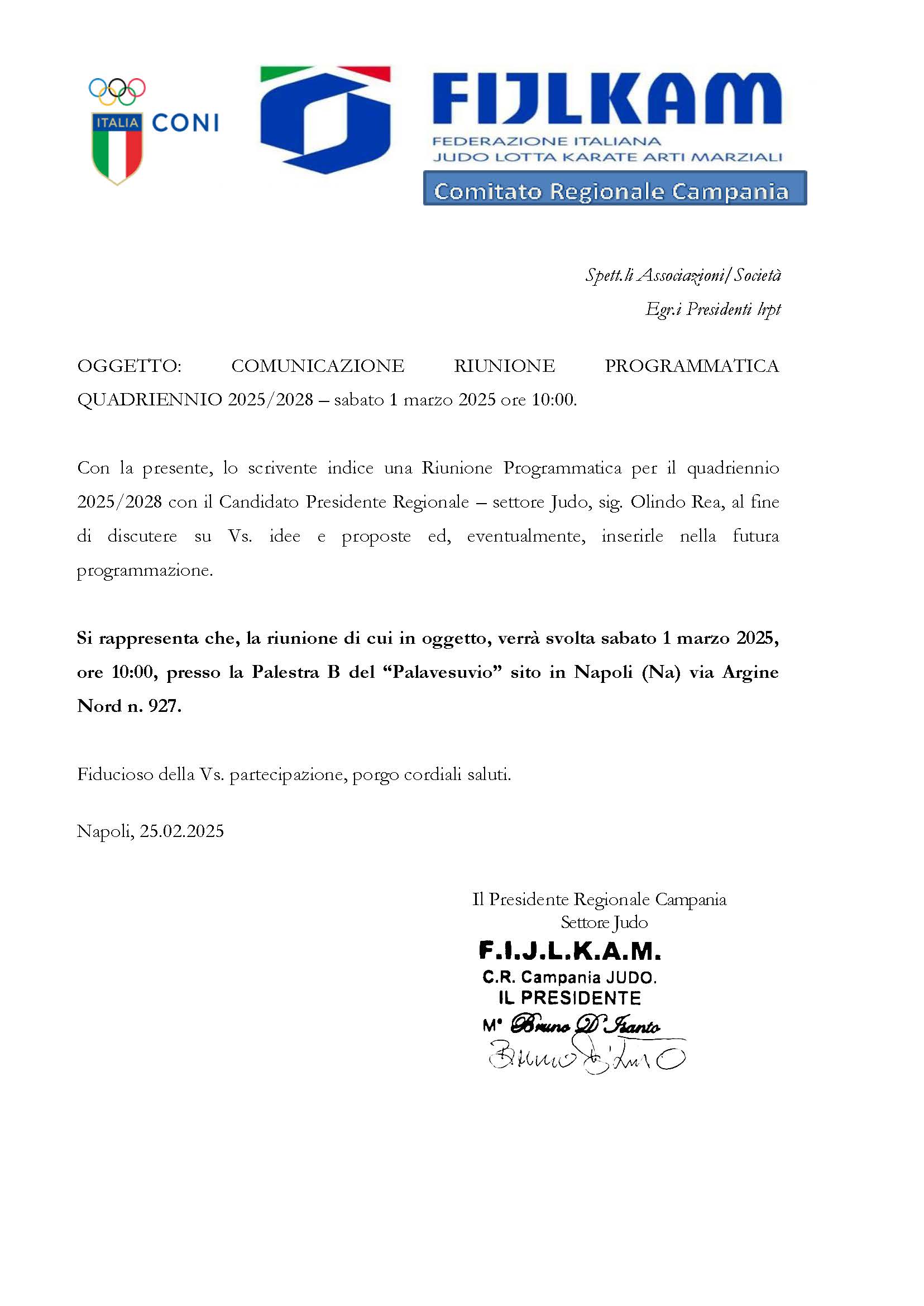 riunione programmatica 1 marzo 2025