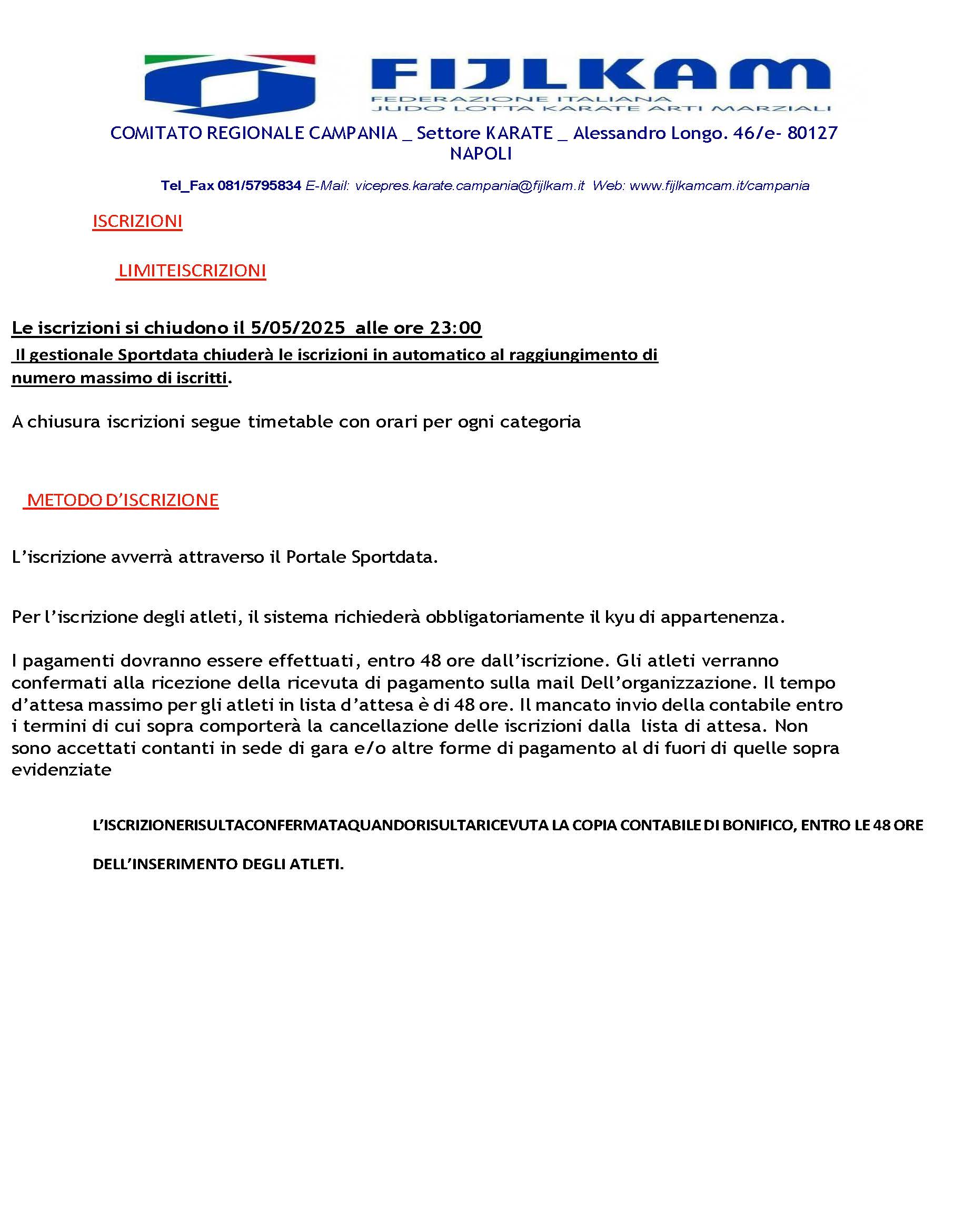 CAMPIONATO REGIOANLE COLORED CAMPANIA KARATE 2025 INFORMATIVA SELZIONE TROFEO CONI 2025 2 Pagina 6