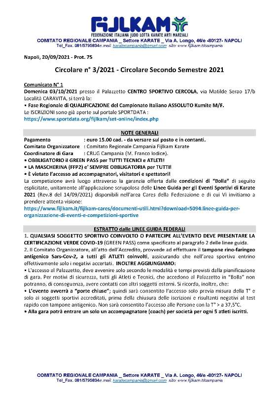 Circolare 3 2021 Circolare Secondo Semestre 2021 prot 75 Pagina 1