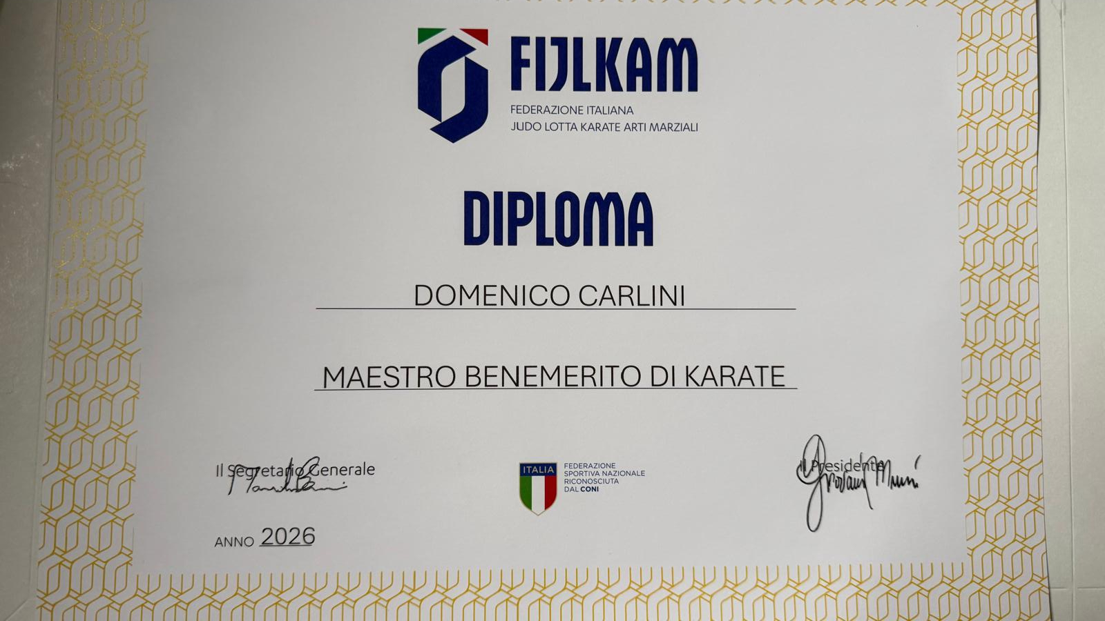 Diploma Maestro Benemerito Carlini