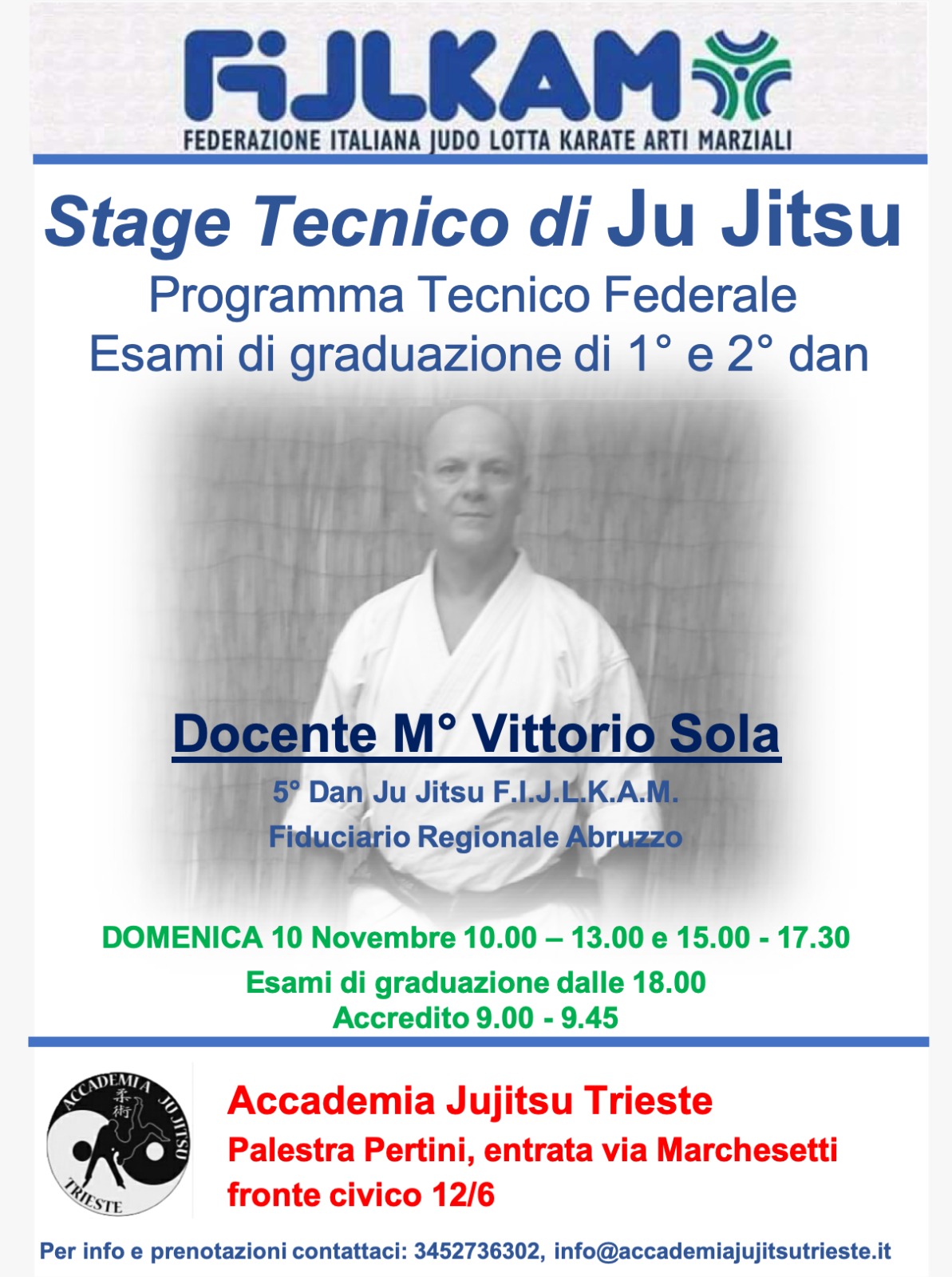 Stage Tecnico di Ju Jitsu + Esami di graduazione di 1° e 2° dan