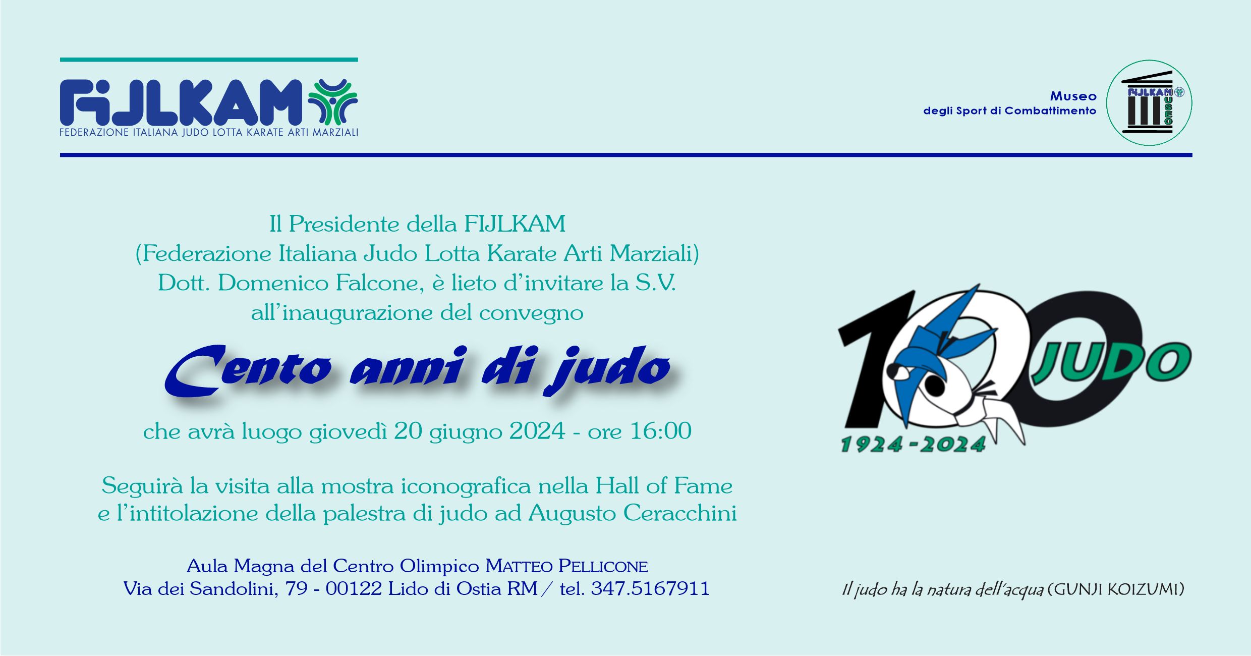 Convegno 100 anni di Judo Invito