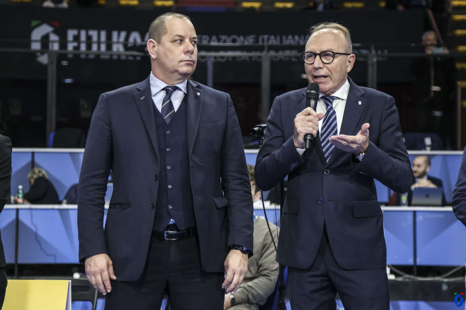 RomaToday Native 1 2026 Il presidente FIJLKAM Gianni Morsiani a destra con il presidente del settore karate Davide Benetello a sinistra