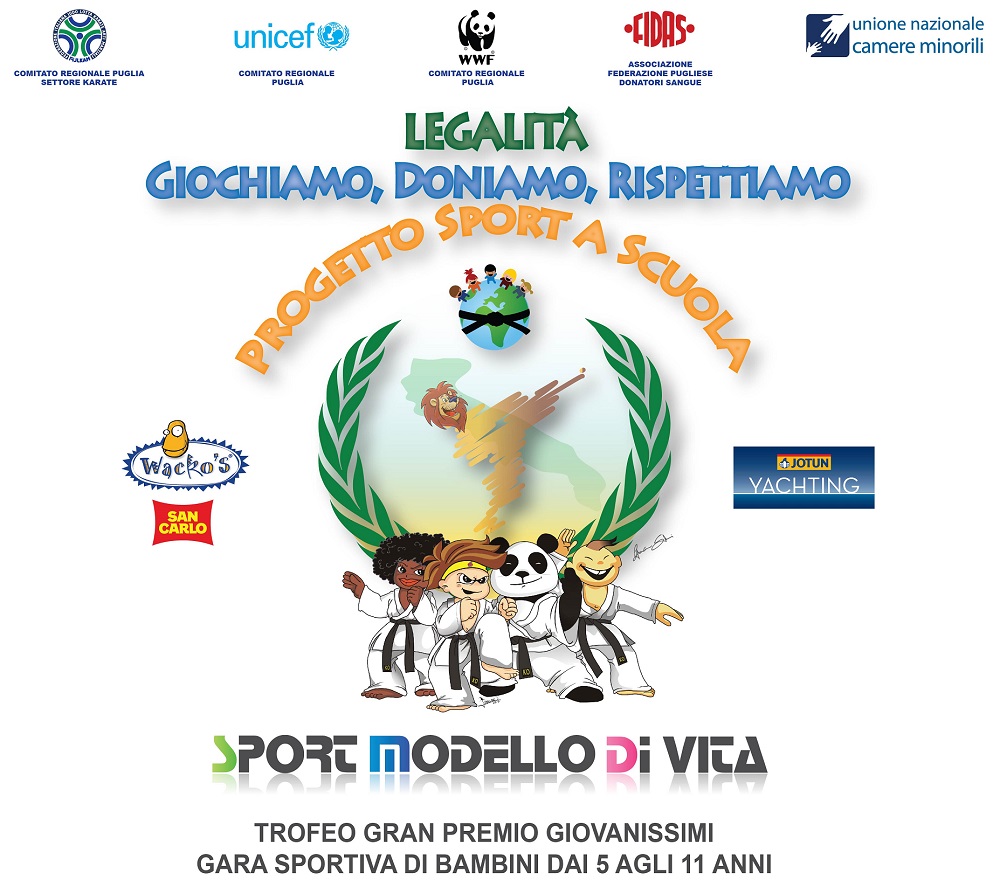 Gran finale a Bari del Progetto Sport a Scuola: Spazio agli sponsor San Carlo e Jotun. Presentazione dei nuovi accordi FIJLKAM-WWF e FIJLKAM-FIDAS