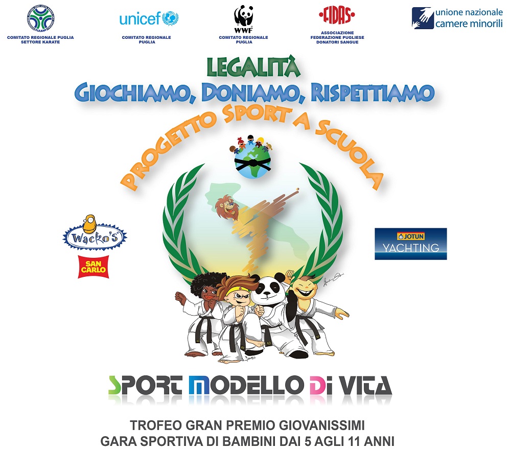 Gran finale a Bari del Progetto Sport a Scuola: Spazio agli sponsor San Carlo e Jotun. Presentazione dei nuovi accordi FIJLKAM-WWF e FIJLKAM-FIDAS