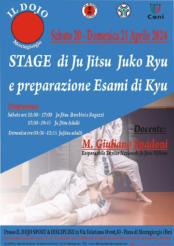 Stage Ju Jitsu Juko Ryu e preparazione Esami di Kyu - 21 aprile 2024