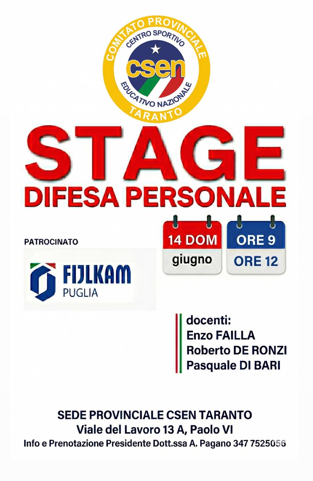 Locandina Stage CSEN Taranto