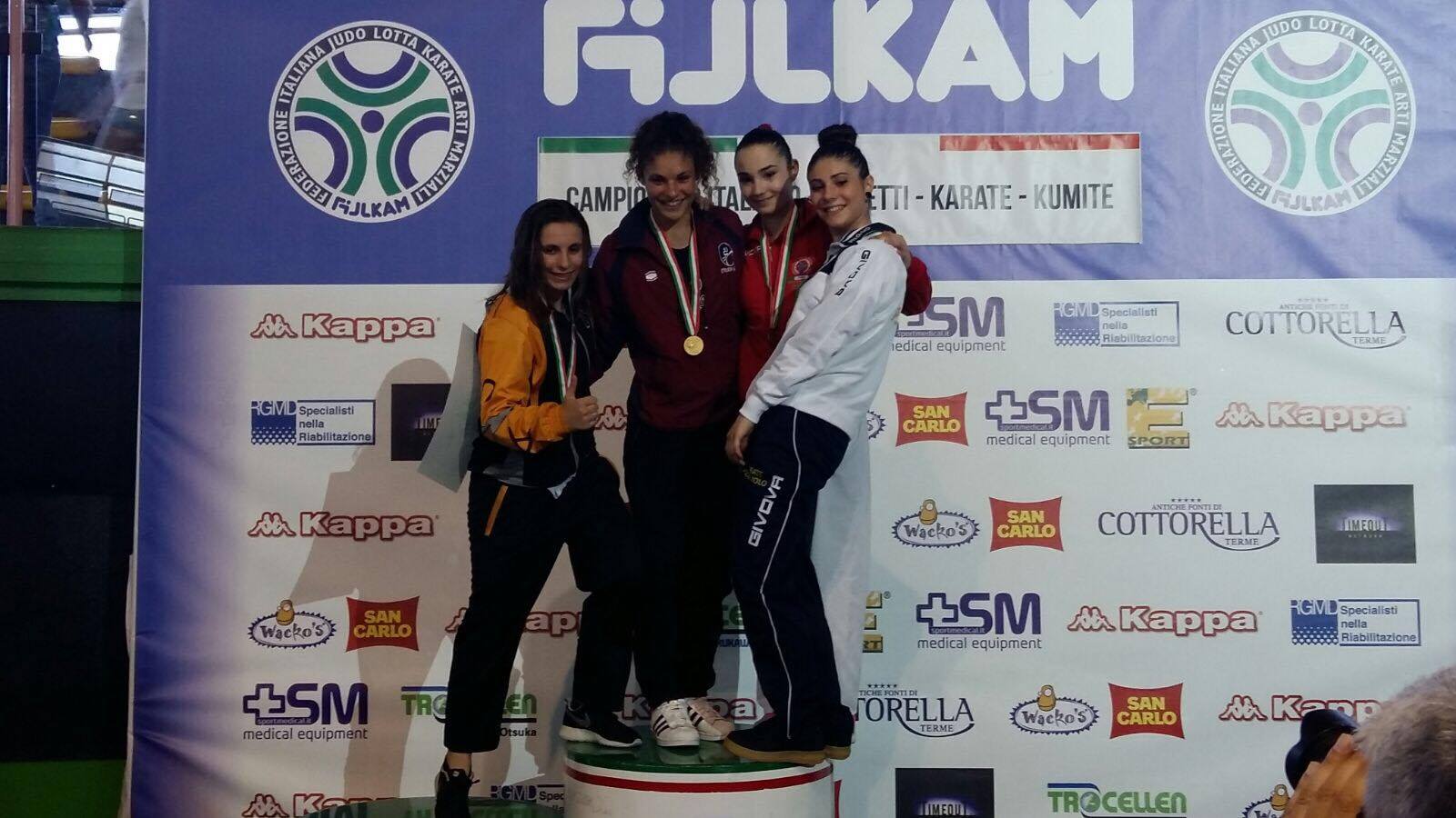 Campionato Ita Kumite Cad 2016 podio Pieri Minardi